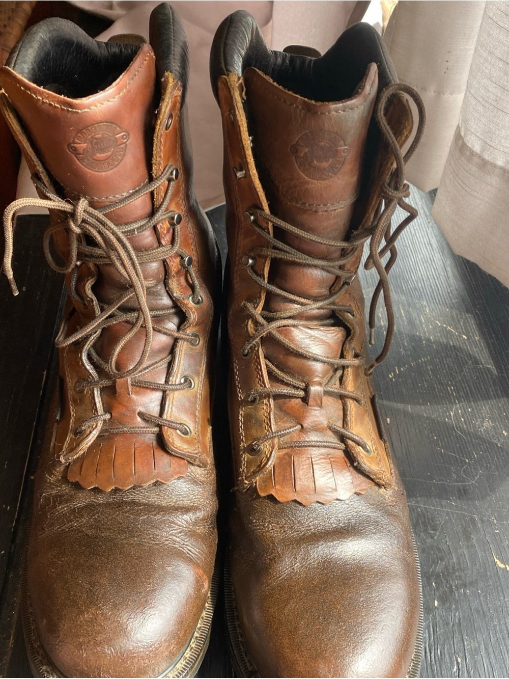 Justin Boots Brown Leather Lace-Up Work Boots